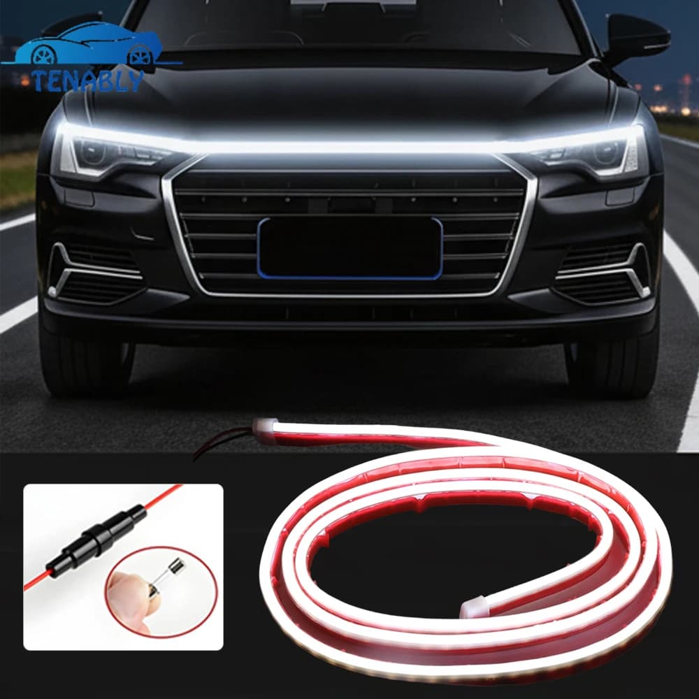 Striscia LED Dinamica per Cofano Auto, Luce Diurna Flessibile e Tagliabile 12V per SUV e Veicoli Fuoristrada