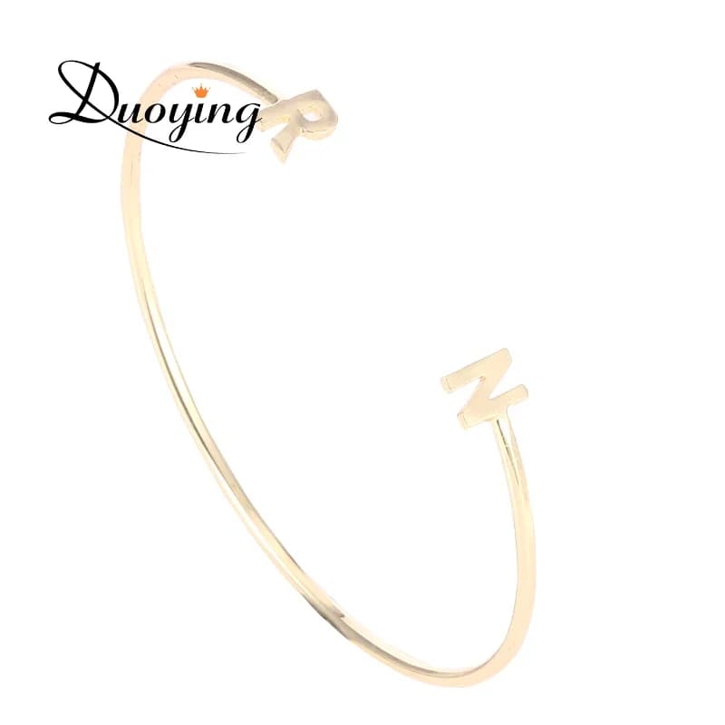 Duoying Iniziale Nome Del Braccialetto Dei Braccialetti Semplice Doppio Lettere Del Braccialetto per il Regalo di Amore BBF Regali di Anniversario Dei Monili Semplice Braccialetto