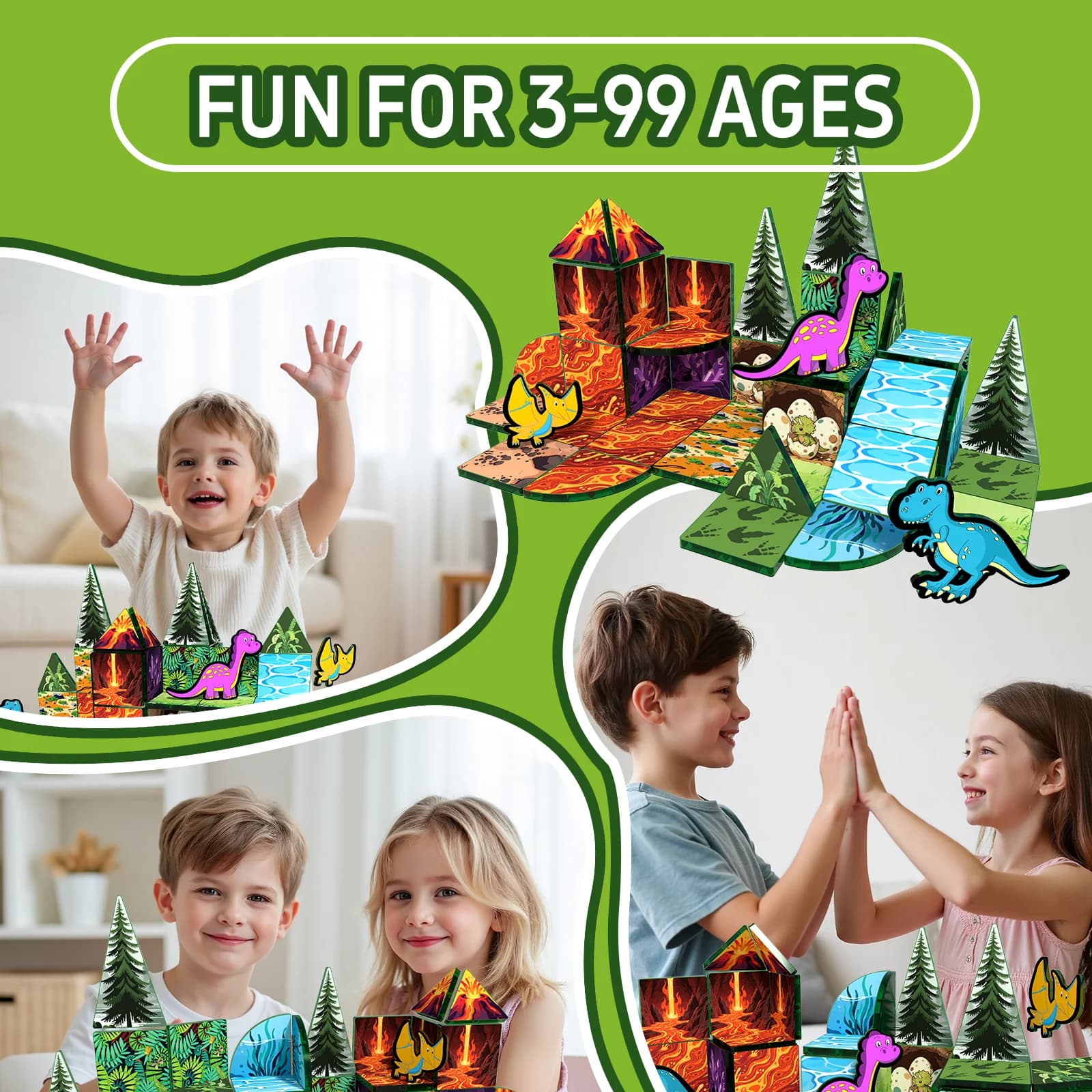 Magnetic Building Blocks Tiles 38Pcs 3D Puzzle DIY Construction Set Montessori Educational Sensory Toy Kids Boys Girls Gift