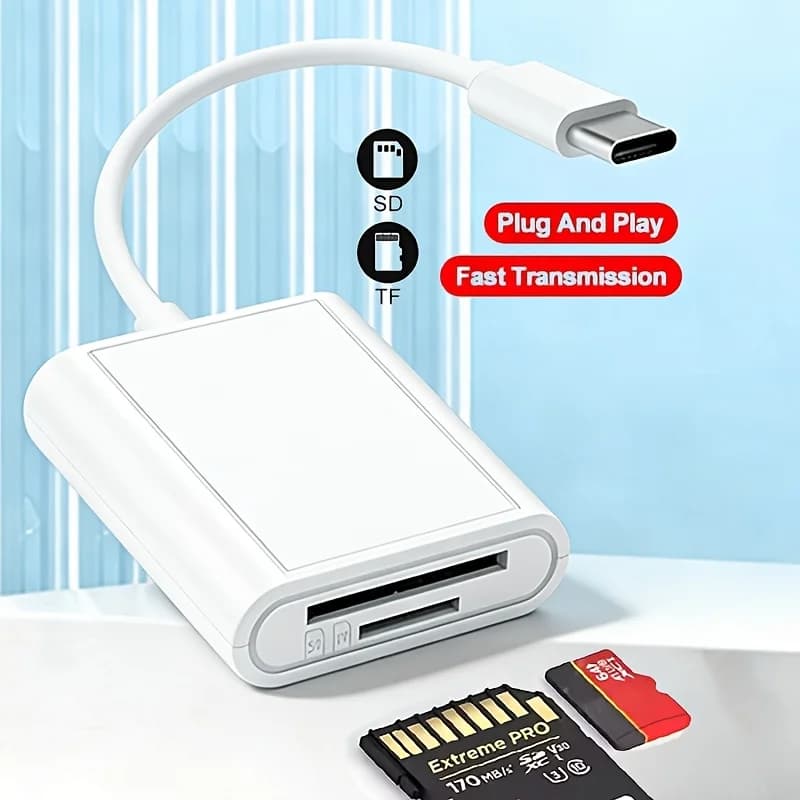 Lettore di Schede USB C TF SD, Convertitore di Memoria OTG, Adattatore Type-C per iPad Pro, MacBook, Huawei, Samsung, Xiaomi Phone