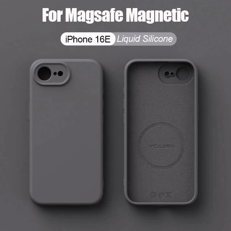 Custodia per telefono di lusso magnetica originale in morbido silicone liquido per iPhone 17E 16E, cover posteriore opaca effetto pelle per Magsafe