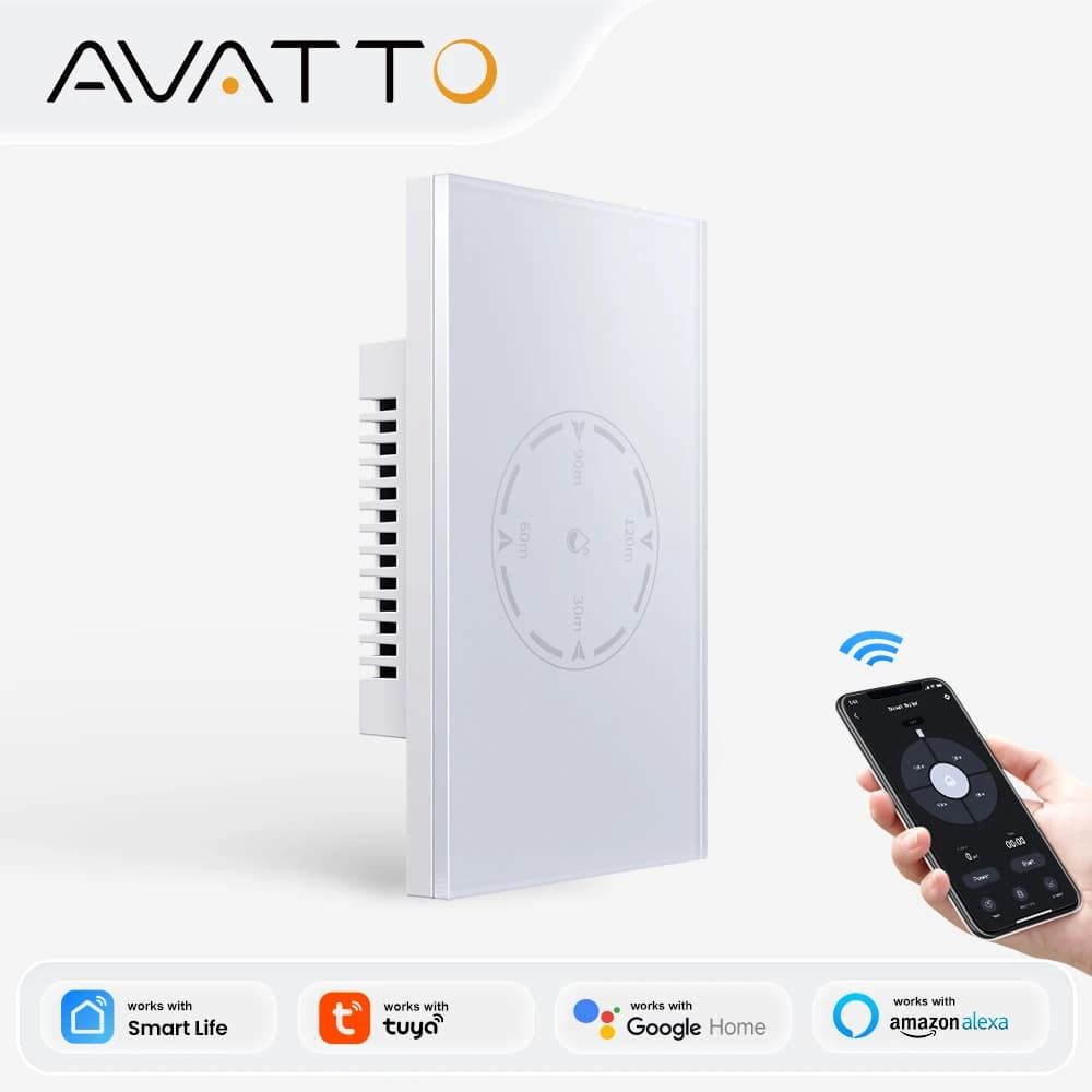 Interruttore per Caldaia WiFi AVATTO Tuya con Monitoraggio Energetico 20A/4400W, Interruttore Touch Intelligente per Scaldabagno Compatibile con Alexa e Google Home