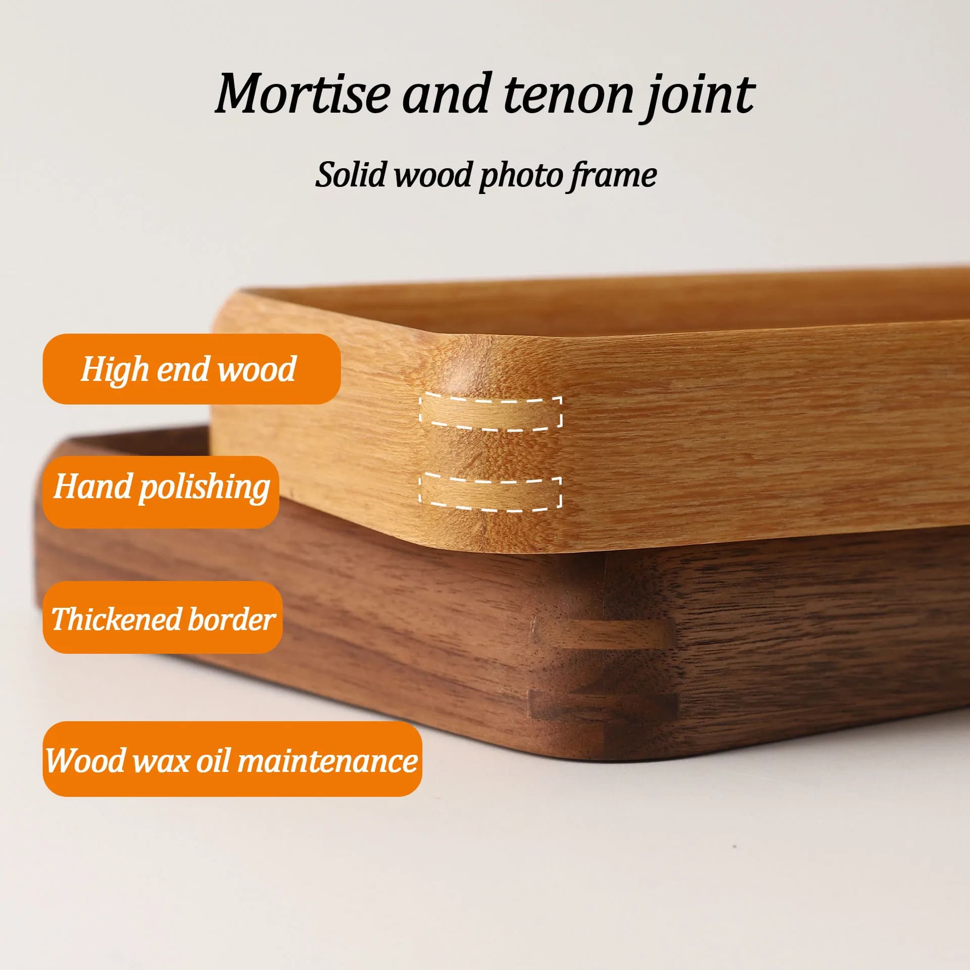Solid Wood Photo Frame Black Walnut/Teak Rounded Corner Mortise and Tenon Frame 6-10inch A4 Picture Frame Home Desk Decor Gifts