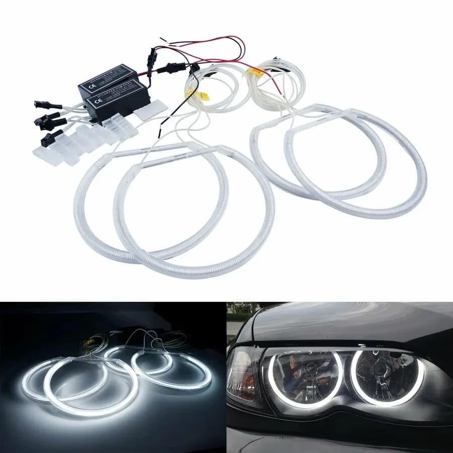PER BMW E36 E38 E39 E46 PROiettore CCFL ANGEL EYES HALO RING LIGHT 7000K BIANCO