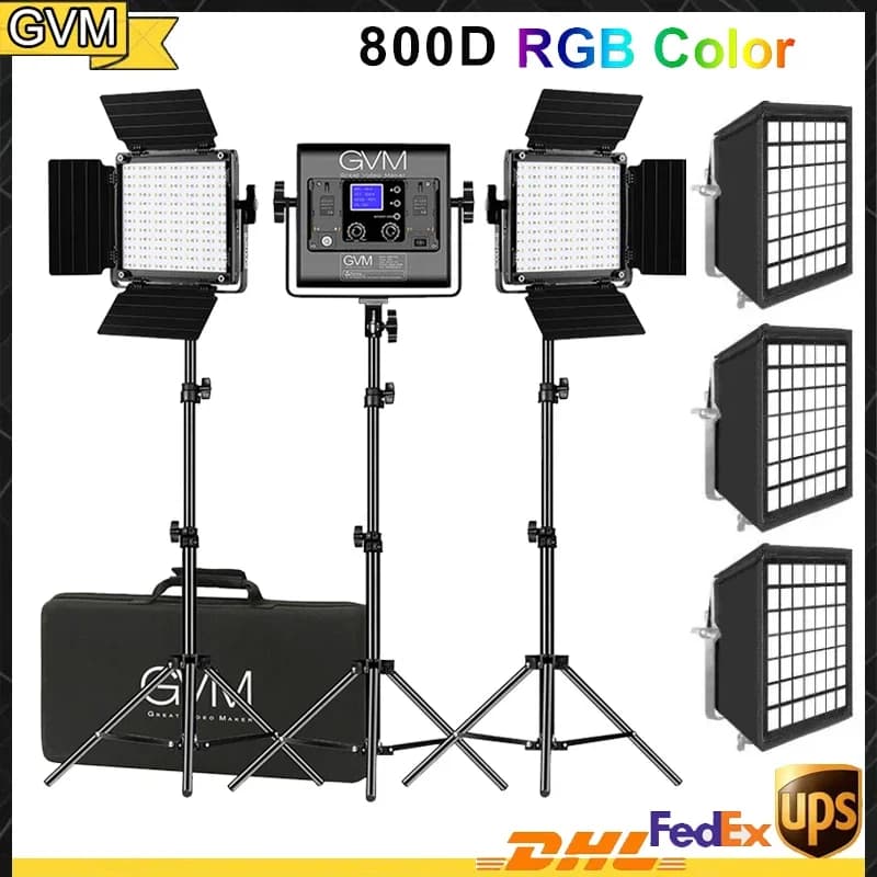 Kit di illuminazione a pannello LED GVM-800D 40W potente bicolore e RGB con treppiede per riprese video e foto