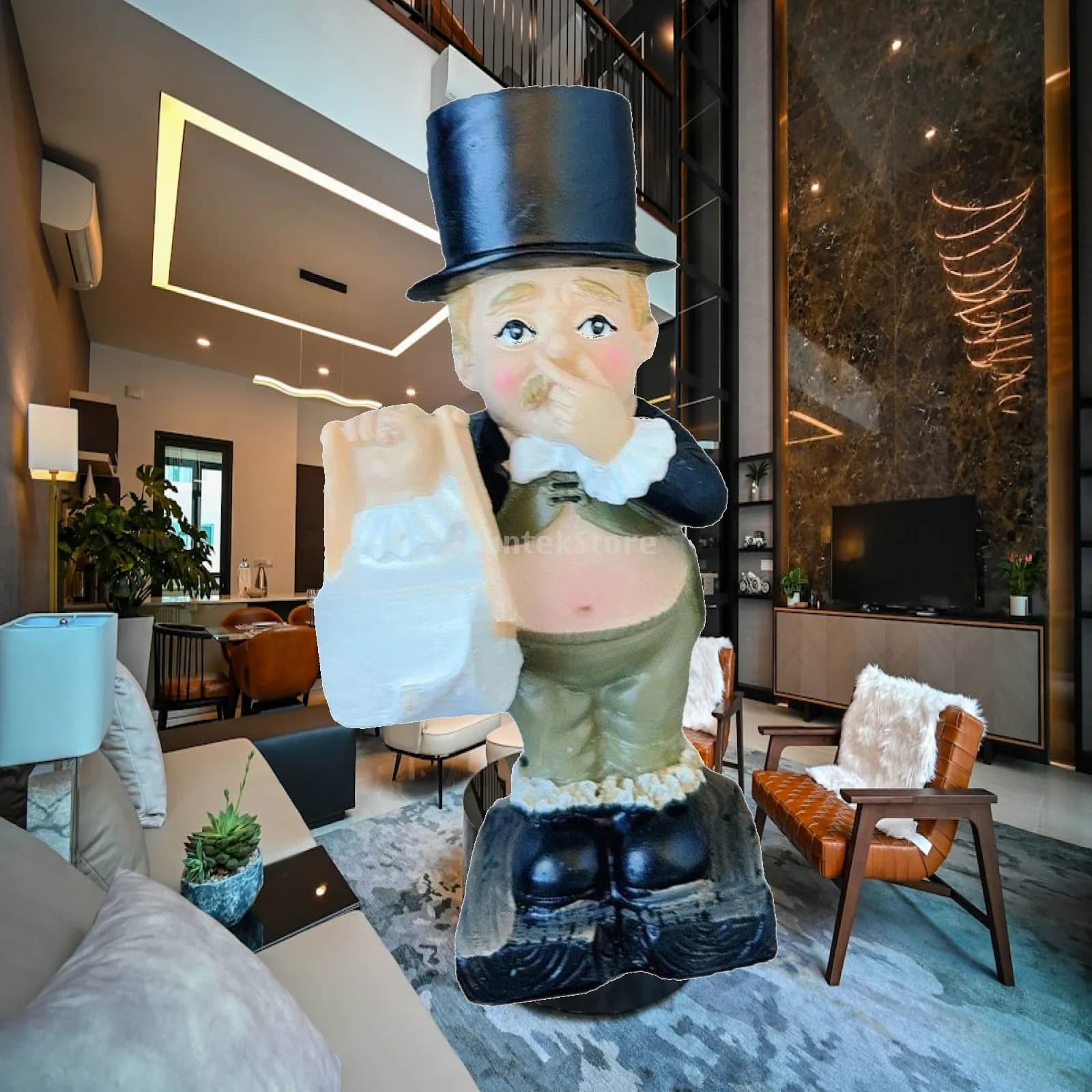 Resin Boy Statue Funny Toilet Paper Holder Novelty Ornament for Bathroom Living Room Decoration