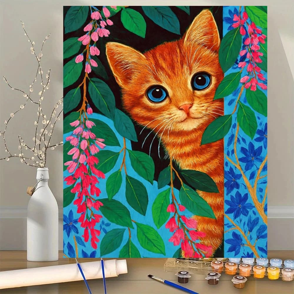 Acrylic Paint By Numbers Cute Kittens Oil Painting Package Art Picture For Bedroom Wall Adults Hand Painted Unique Gift