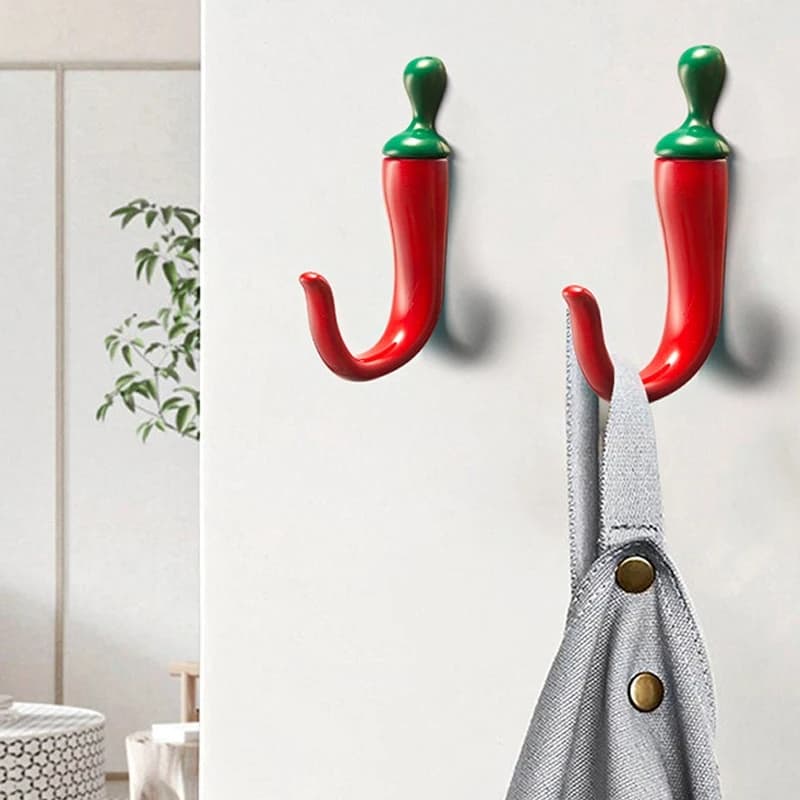 Gancio a Forma di Peperoncino Creativo da Parete per Appendere Vestiti e Chiavi all'Ingresso