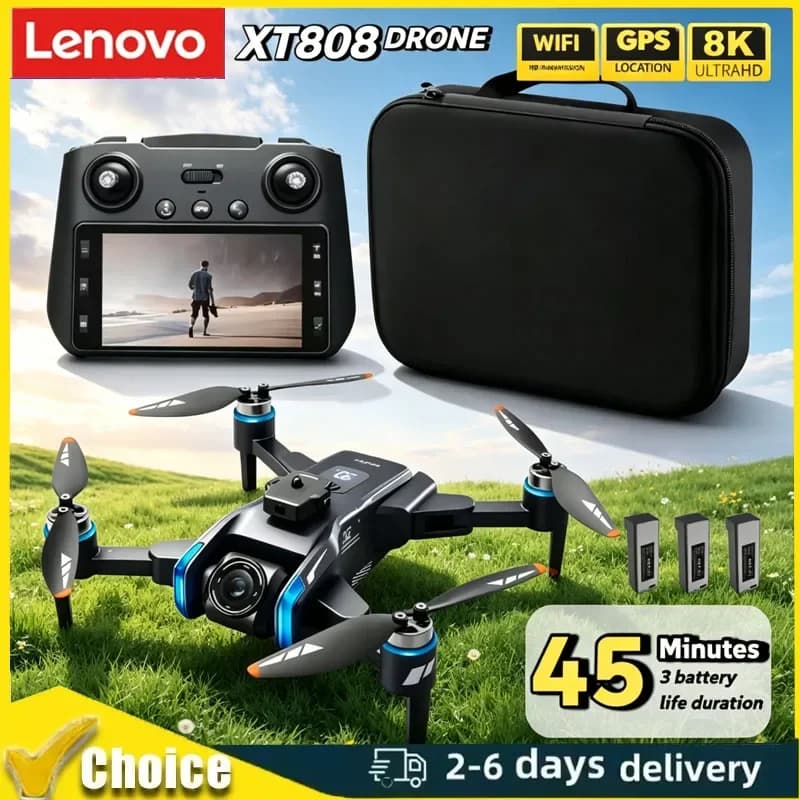 Lenovo XT808 GPS Drone 8K Professional 4K HD Dual Camera Brushless Motor WIFI FPV RC Folding Quadcopter Helicopter Kids Toys