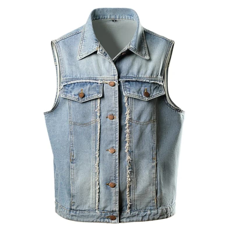 Gilet di jeans da uomo vintage 2025 Gilet di design con tasca con cerniera primavera autunno Gilet di jeans lavati da cowboy da uomo Giacca senza maniche