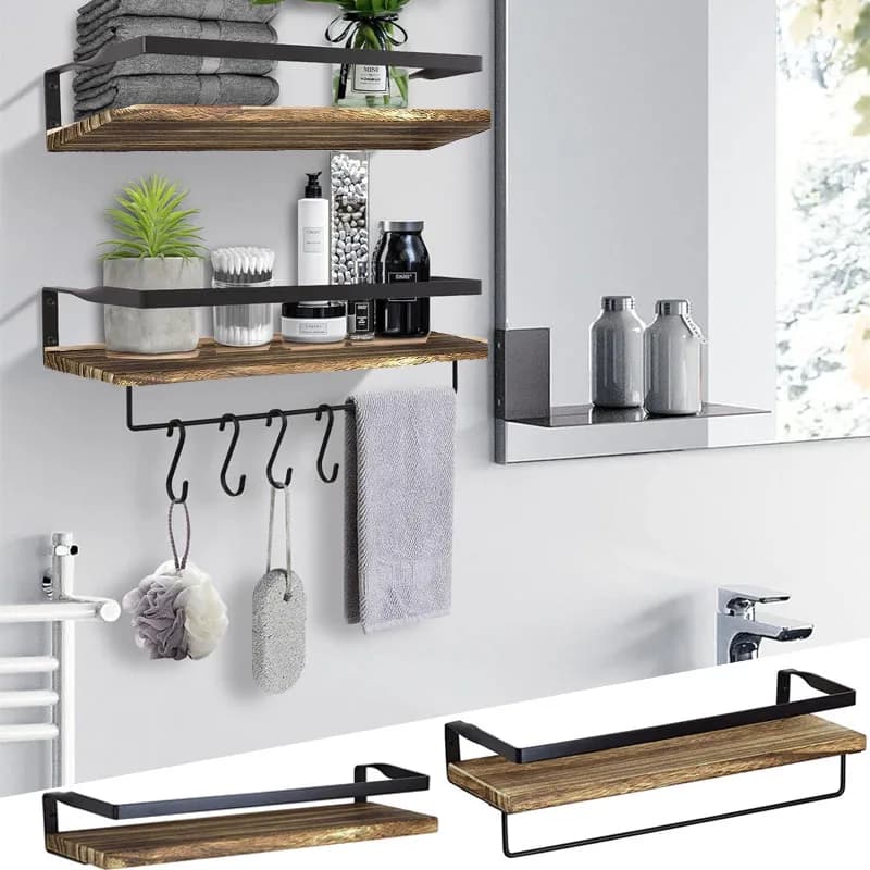 Bathroom Supplies Kitchen Solid Wood Drilling Storage Rack Floating Wall Rack Accessories Storage Cabinet Hardware Accessories