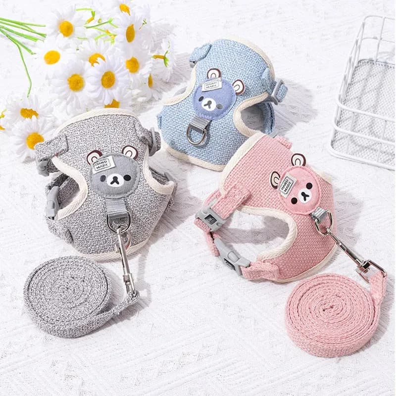 Pettorina per Piccoli Animali Domestici, Set con Guinzaglio Regolabile e Traspirante per Gattini e Cani, per Passeggiate all'Aperto