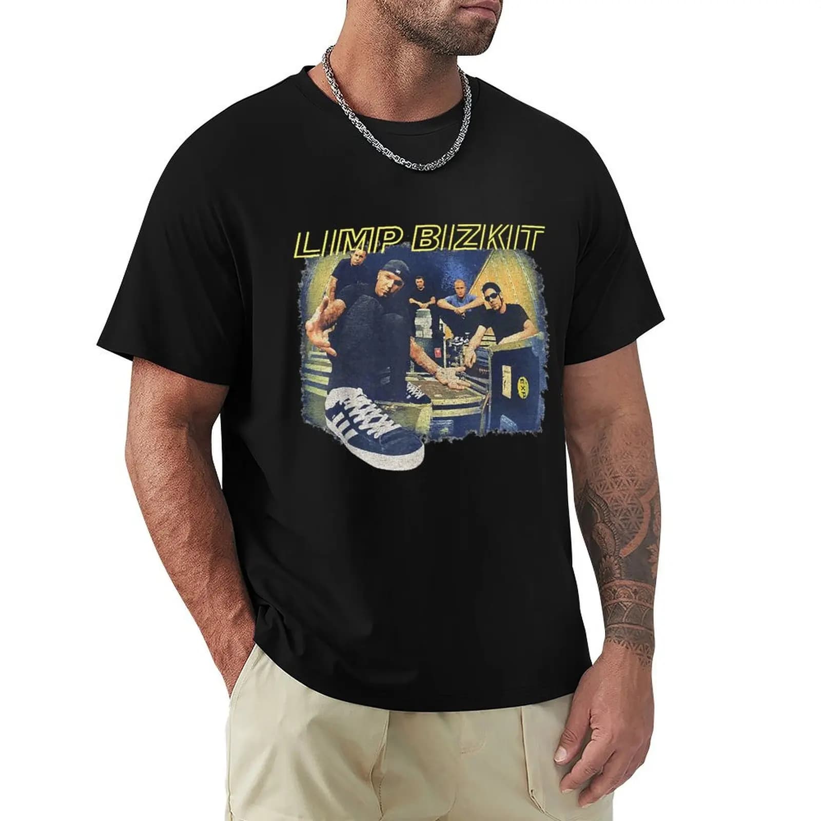 T-shirt vintage Limps Bizkits Art Music Legend 80s dal design limitato, t-shirt con stampa in stile moderno