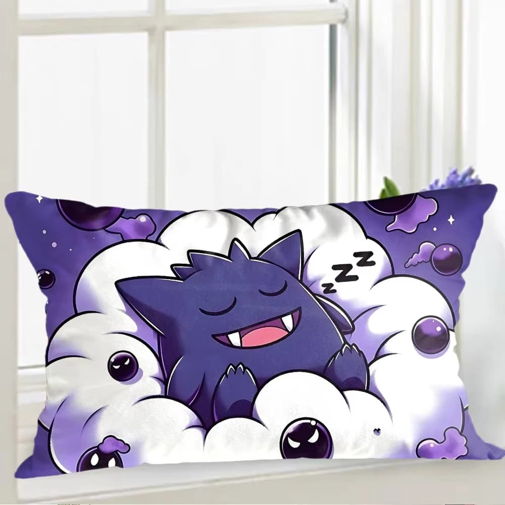 Federa per cuscino rettangolare con stampa di cartoni animati Kawaii Pokemon Gengar, federa per cuscino per divano, decorazione per la casa, camera da letto, regalo