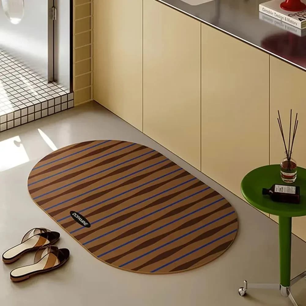 VIKAMA Non-slip Light Luxury Minimalist Rug Mat Linear for Living Room Bathroom Entrance Home