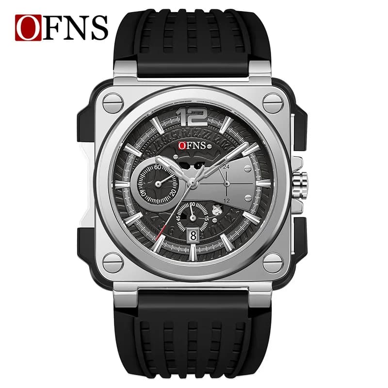 Orologio di Alta Gamma OFNS con Quadrante Quadrato, Design Elegante e Semplice, Calendario, Impermeabile, Orologio al Quarzo per Uomo e Donna