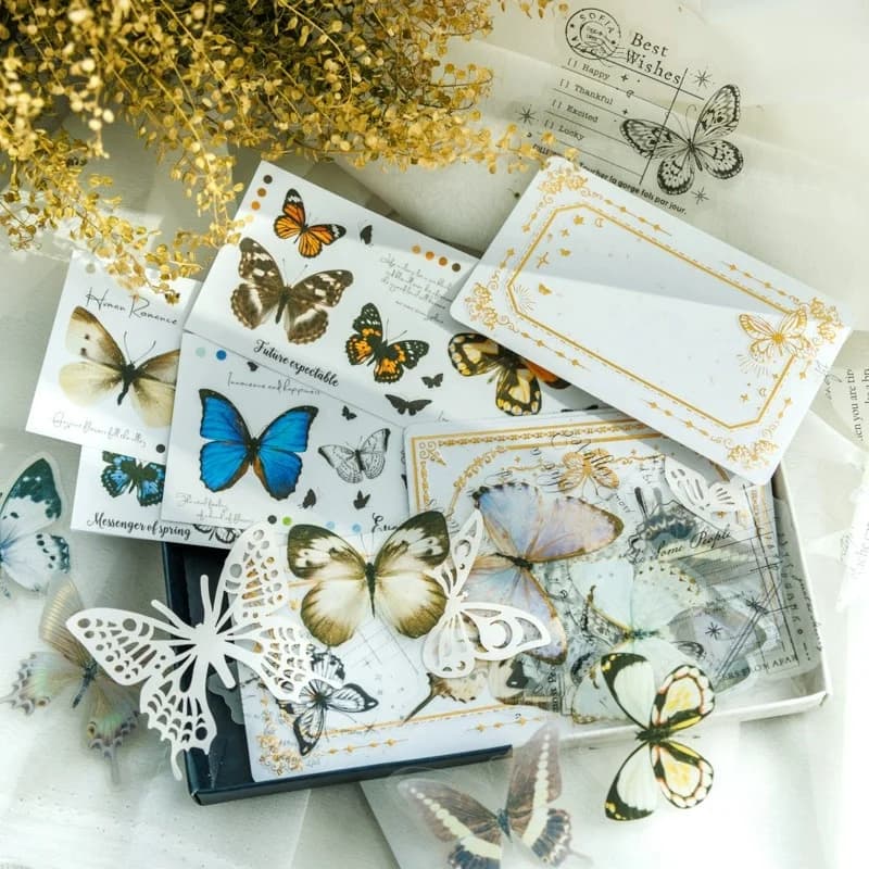 51 Pezzi Adesivi a Tema Farfalla Ombra Fata, Adesivi Traforati a Tema Farfalla, Forniture per Decorazioni Fai da Te Scrapbooking e Collage