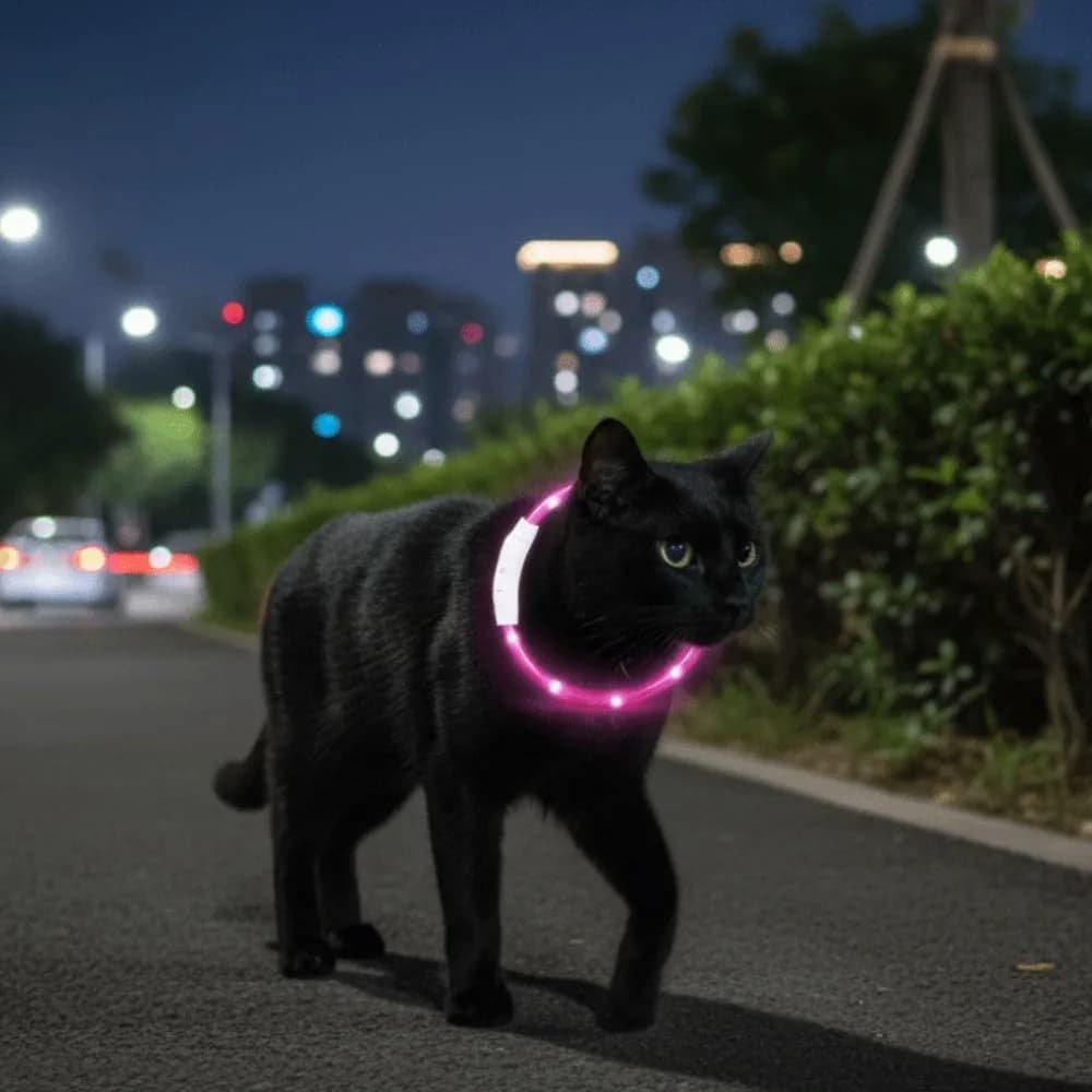 Detachable Adjustable Pet LED Light Collar Waterproof Long-Lasting Dog Luminous Collar USB Charge Pet Glowing Collar Night Walks