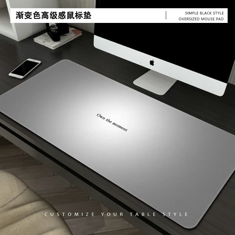Tappetino per Mouse in Gomma Premium Simplicity Grey, Grande e Piccolo, per Gaming e Laptop, Tappetino per Tastiera con Bordo Cucito Antiscivolo