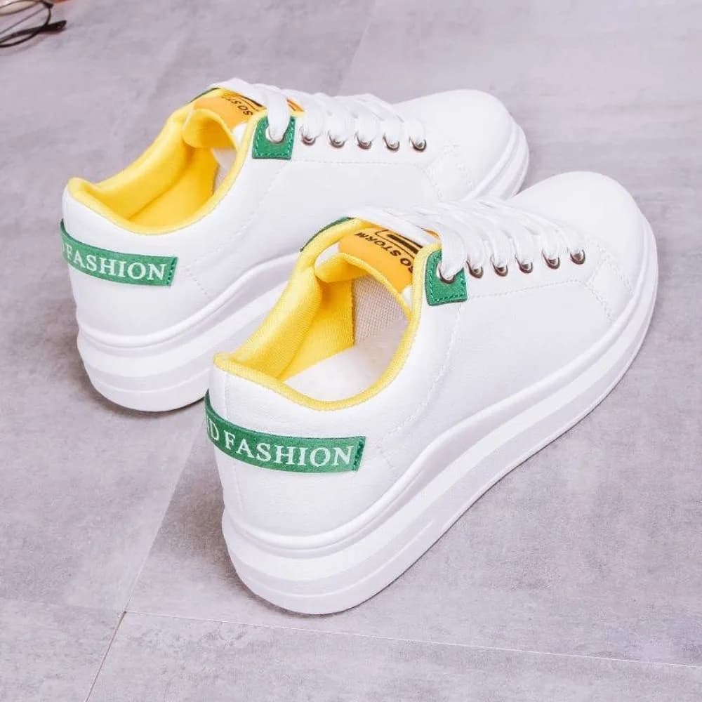 Scarpe Basse da Donna Bianche Comode Sneakers Traspiranti con Lacci e Fiori Casual Zapatillas Mujer Baskets Femme Zapato Primavera