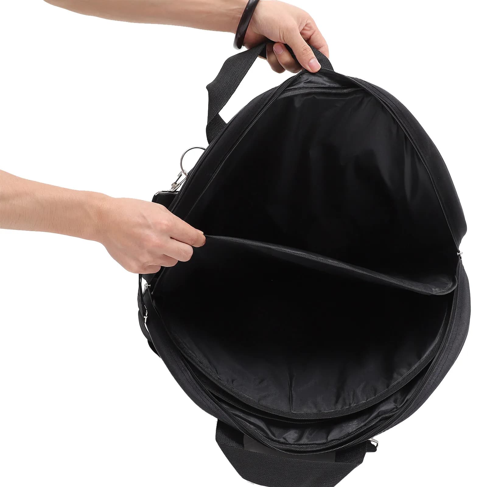 Borsa per Piatti Rotonda in Nylon 600D Impermeabile Imbottita con Maniglia e Doppia Cerniera per Accessori Batteria