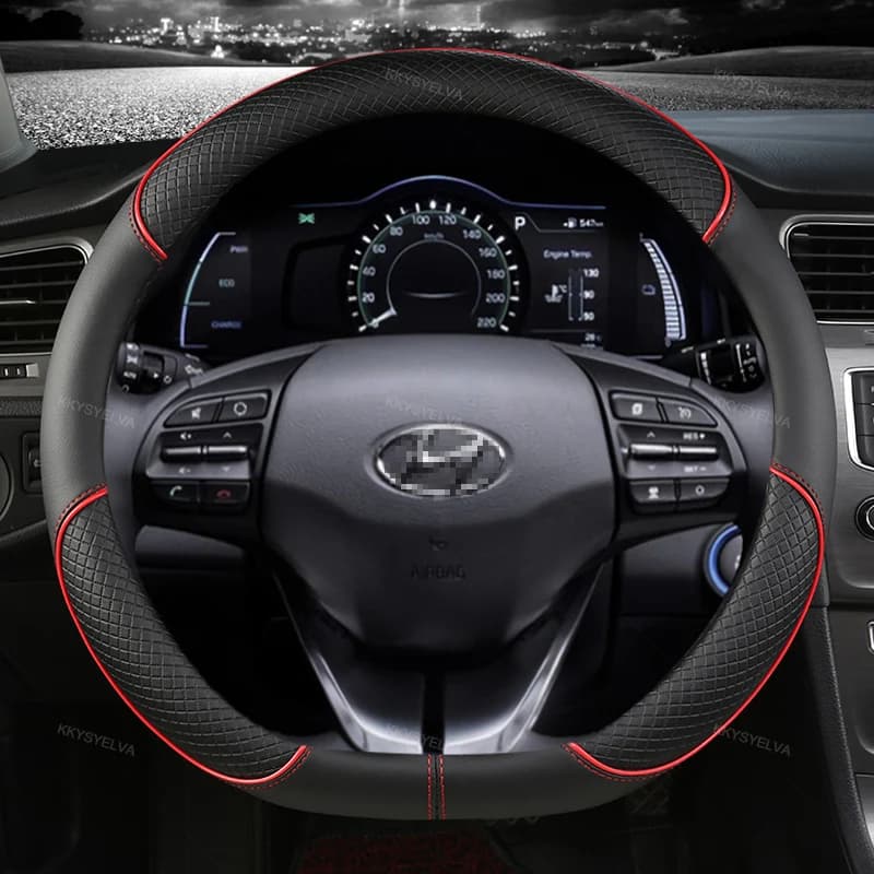 D-shaped PU leather for Hyundai ioniq 2016 2017 2018 2019 2020 2021 2022 wheel cover for Auto accessories Auto interior