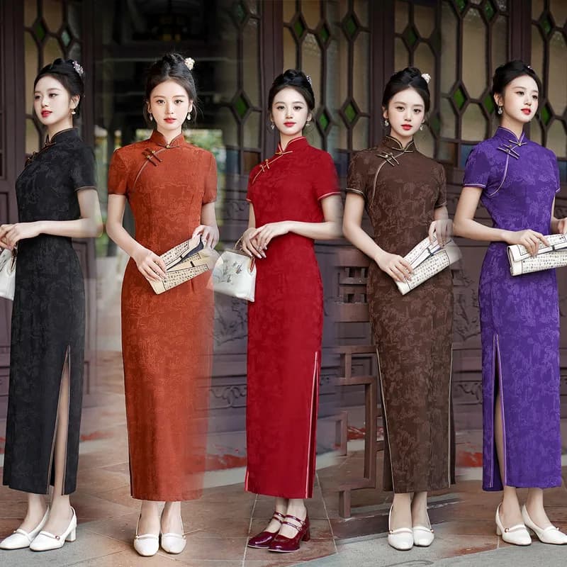 New Cheongsam Long Dress Temperament Red Dress Performance Clothes