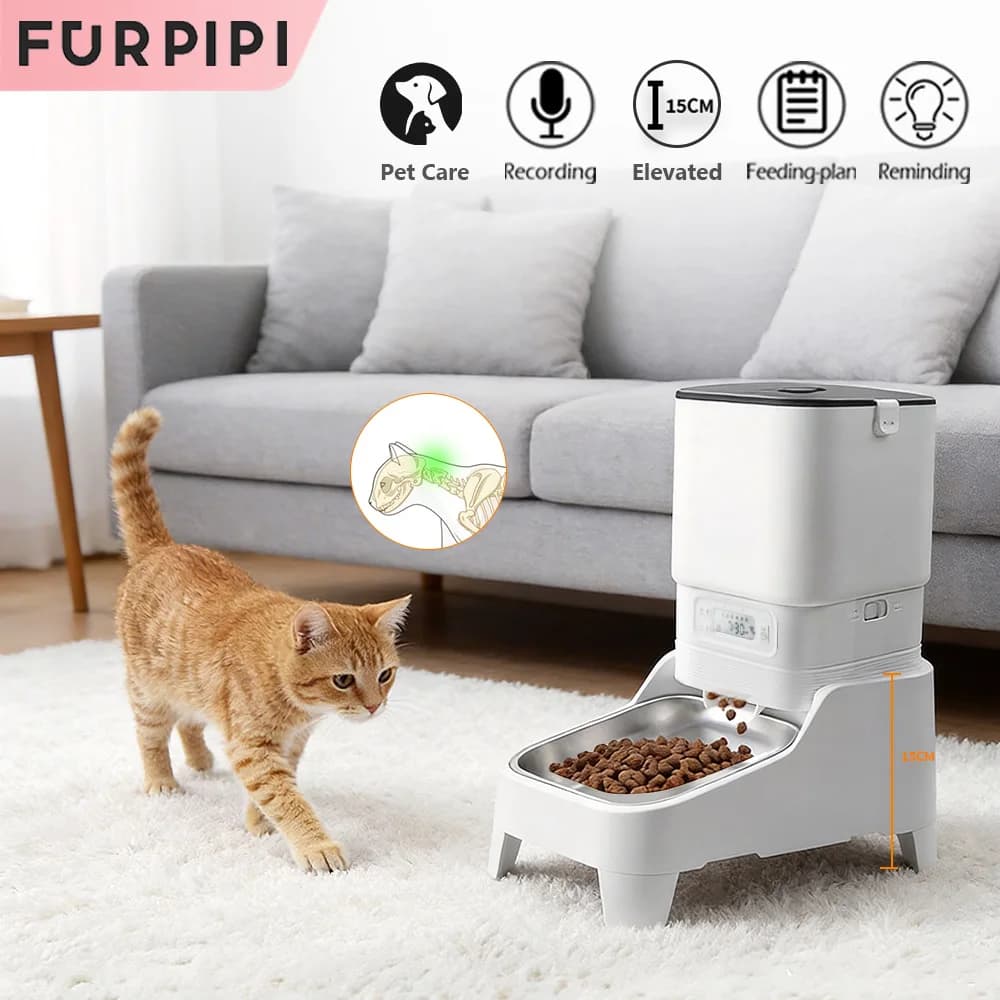 Automatic Food Distributor for Dogs and Cats Furpi 4.5L, Intelligent Dispenser for Domestic Animal Food