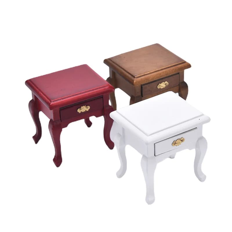 Mobili in miniatura per casa delle bambole Comodino in legno Tavolino da comodino