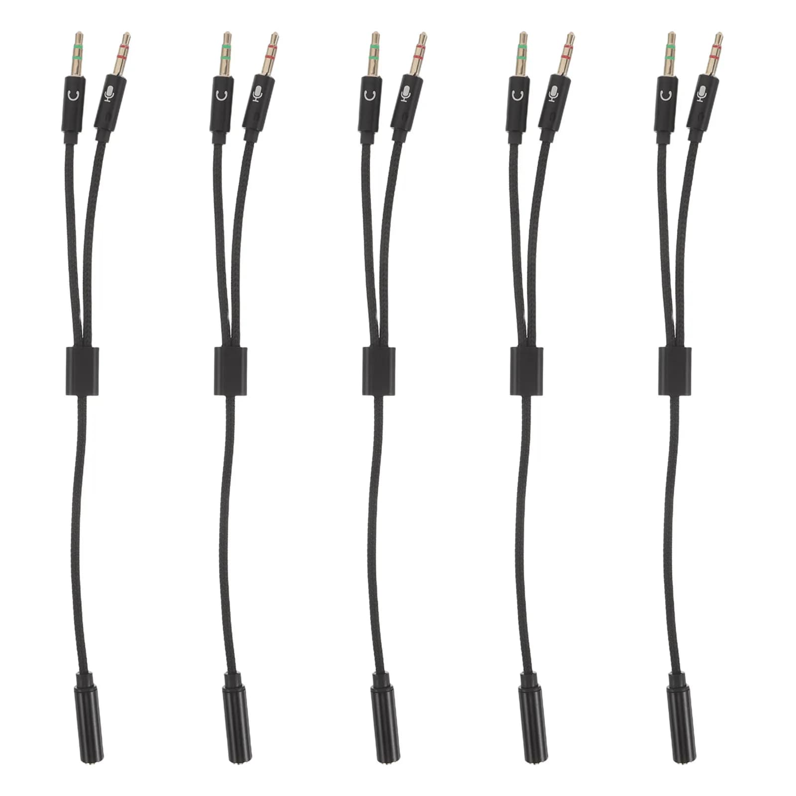 5Pcs Plug and Play Headset Cable Splitter 3.5mm Female to Male Mic and Audio Adapter for Gaming Streaming Online Classes Office
