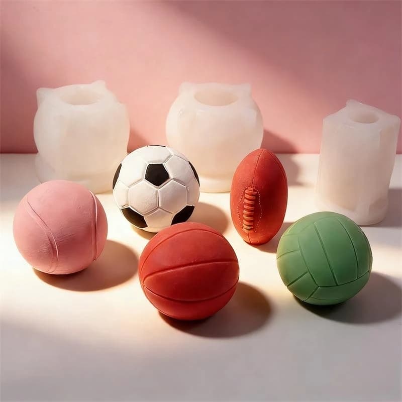 Silicone Mould for Aromaterapeutic Gesso (Calcio, Basketball, Volleyball, Baseball) and Decorative Perfume Candles