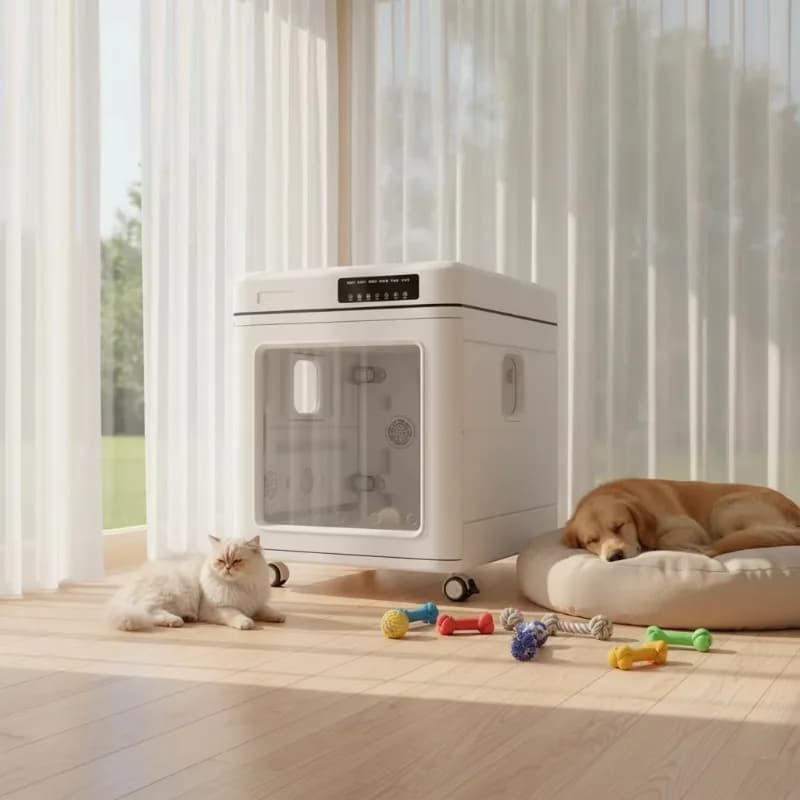 2026 Asciugatrice Intelligente per Animali Domestici da 100L, Box Asciugatura Rapida e Silenziosa, Ecologica, Sicura, Facile da Usare per Gatti e Cani, Sterilizzazione Bagno