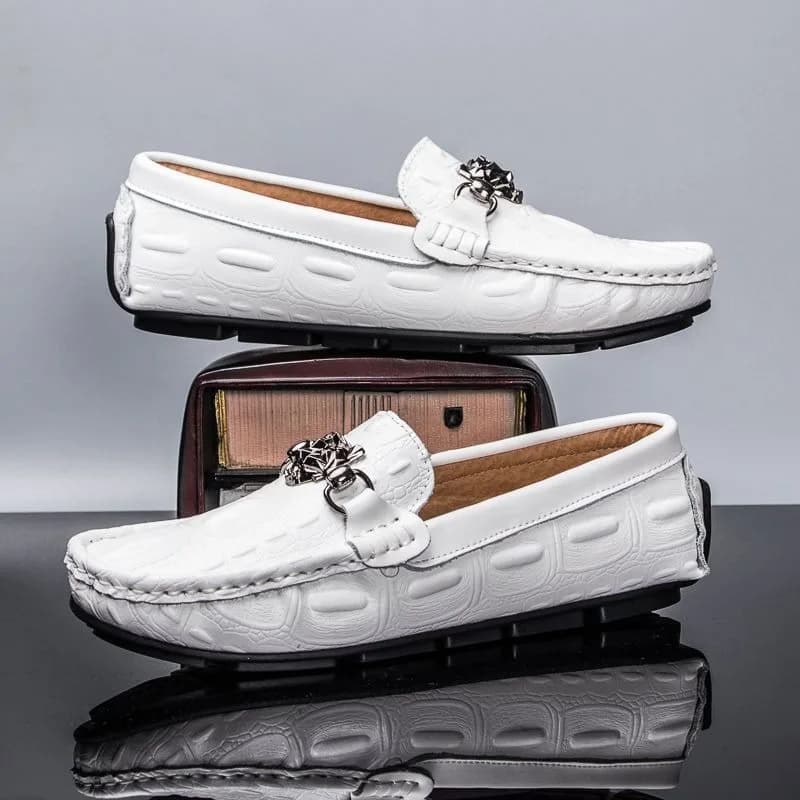 scarpe casual in coccodrillo per mocassini da uomo scarpe firmate quotidiane Scarpe da barbiere in pelle di marca per uomo mocassini nero blu bianco