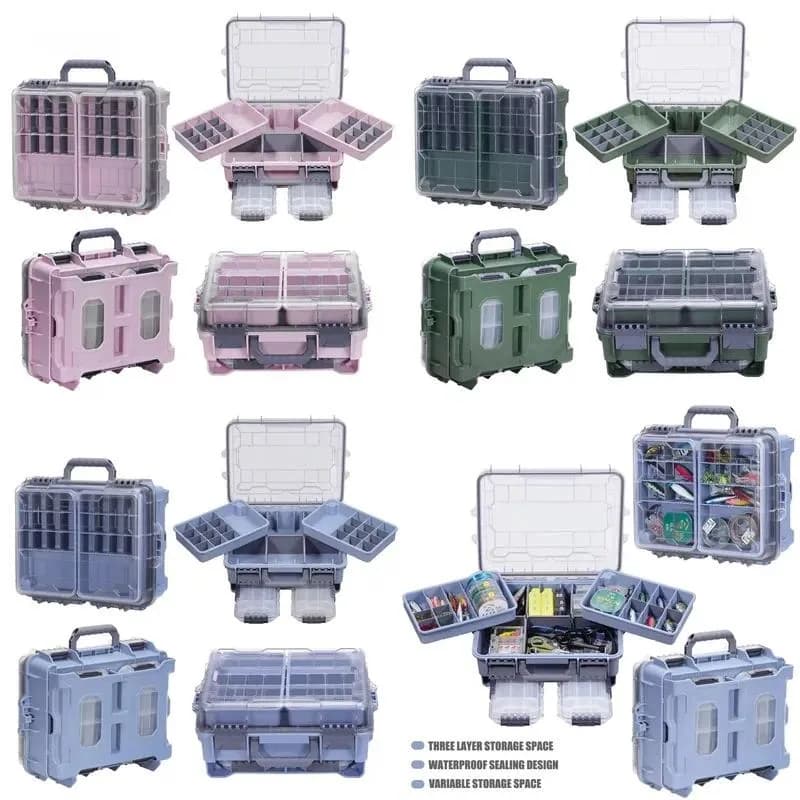Large Capacity Waterproof Fishing Tackle Box Portable Double Layer Multifunctional Bait Storage