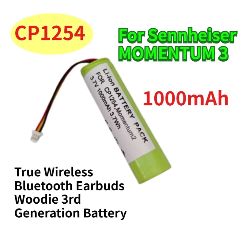 1000mAh CP1254 Battery for Bluetooth True Wireless 3rd Generation Woods for Sennheiser MOMENTUM 3