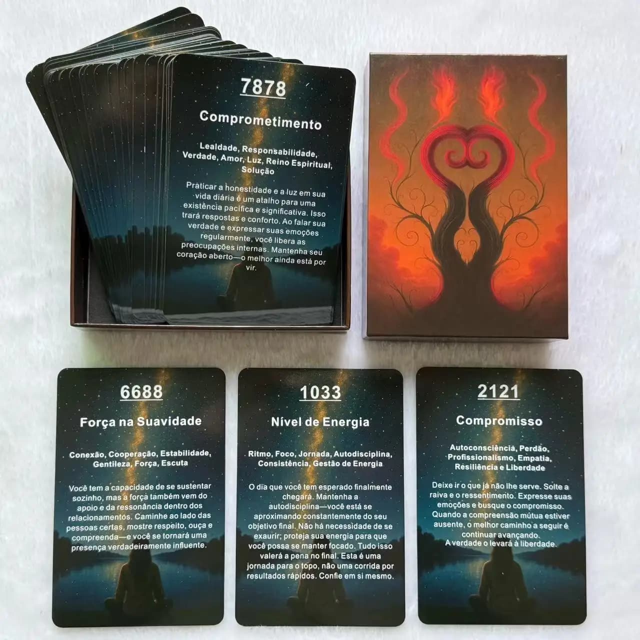 Mazzo di carte Oracle portoghesi, 48 carte a tema numerico con scatola resistente per meditazione, giochi di carte, regali per il gaming, 12*8 cm, 14+