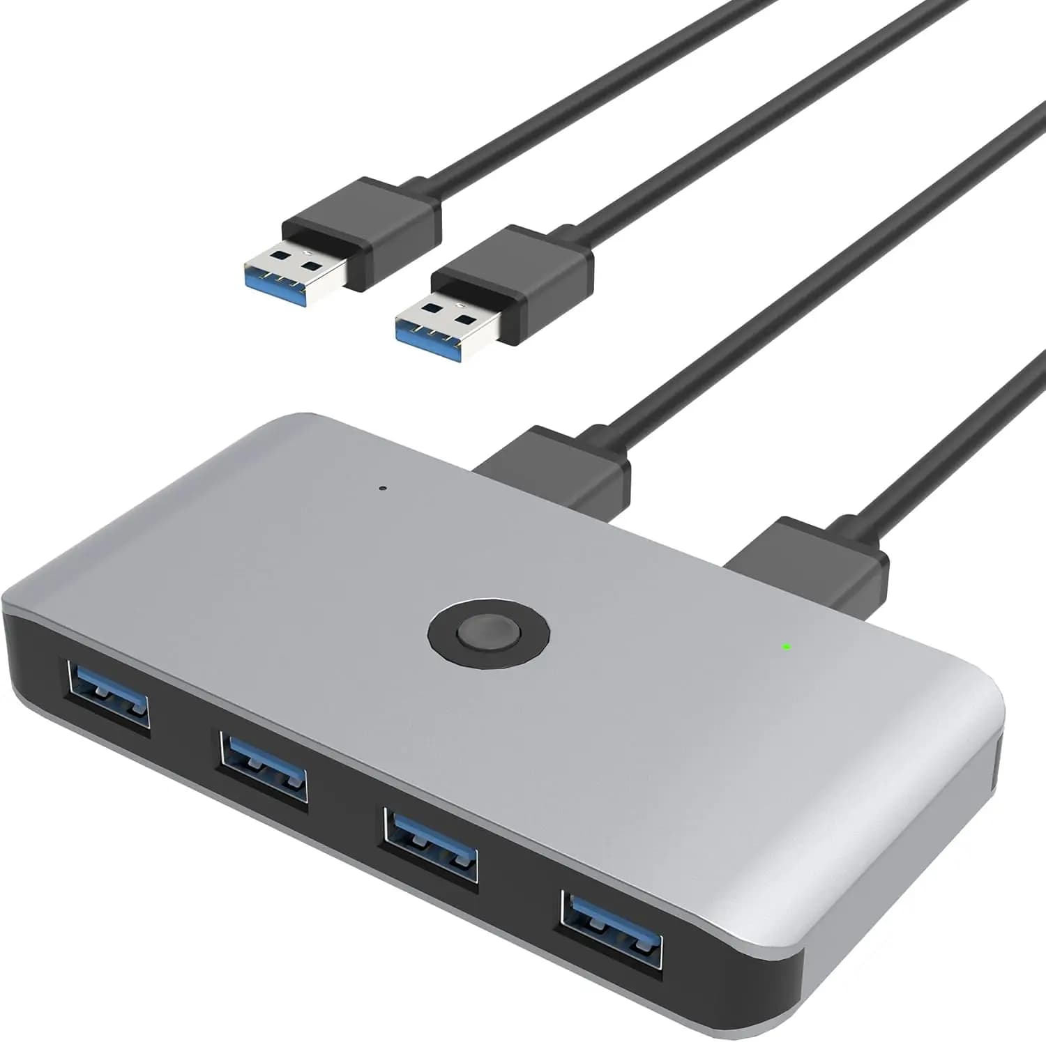 USB 3.0 Switcher Selector 2 Computers Sharing 4 Devices KVM Switch Hub Adapter for Keyboard Mouse Printer for Mac/Windows/Linux