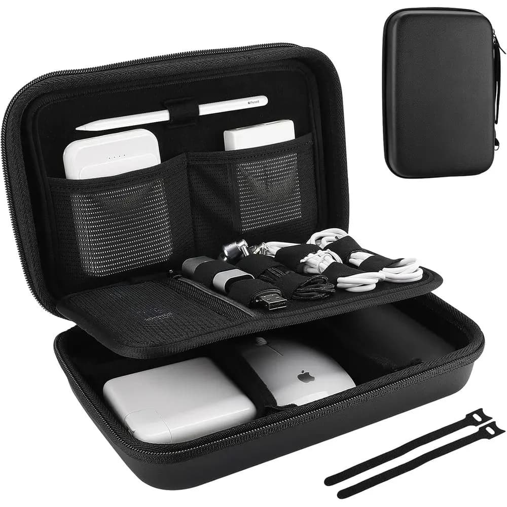 Custodia rigida da viaggio per accessori elettronici, adattatori di alimentazione, cavi, power bank, mouse, penna, chiavetta USB, scheda SD