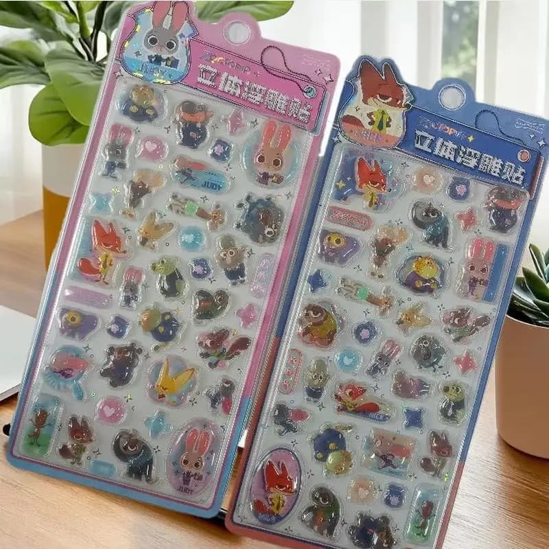 Adesivi 3D Zootopia, Simpatici Adesivi Cartoon Stereo in Cristallo per Cover Telefono, Decorazioni Fai-da-Te per Quaderni e Telefoni