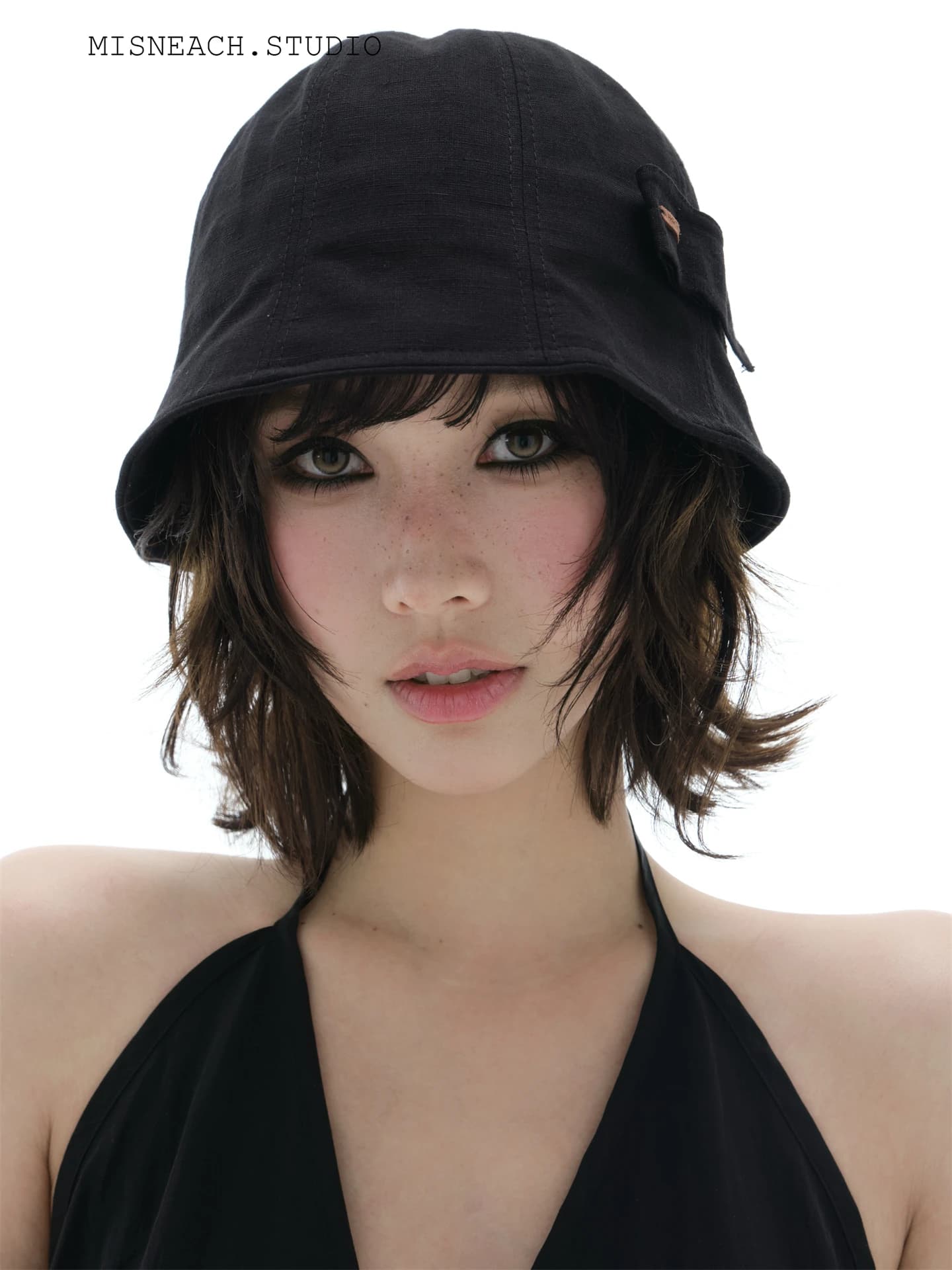Dokim Japanese Style Linen Fisherman Hat Women Summer Thin Sun Protection Basin Cap round Top Sunshade Hat Breathable Adjustable