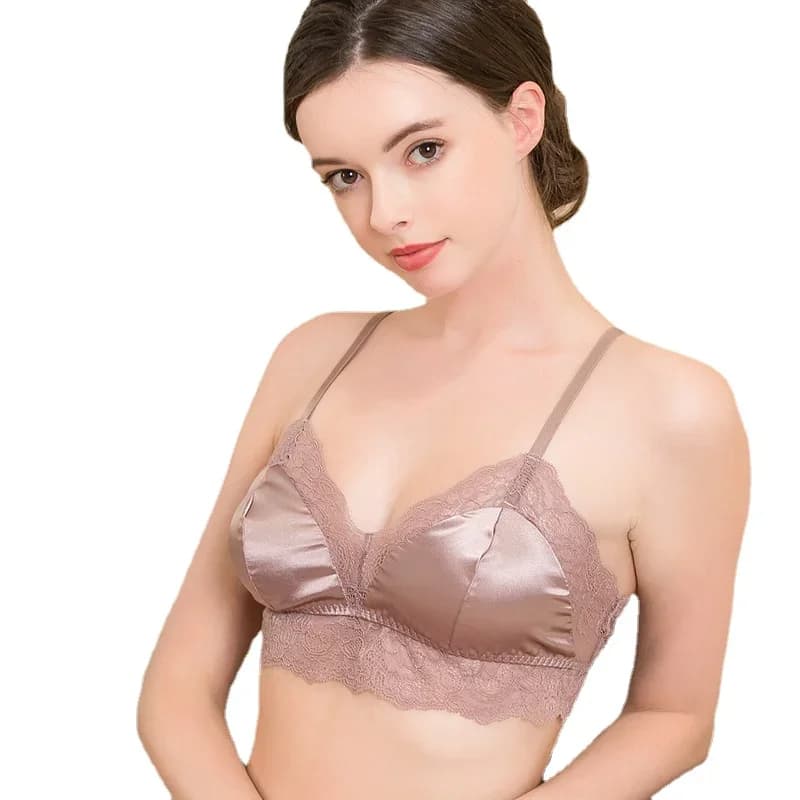 Reggiseni da donna in vera seta al 100% Coppa da 3/4 Modellamento del corpo Senza spalline regolate Intimo donna Lingerie sexy stile francese 8015