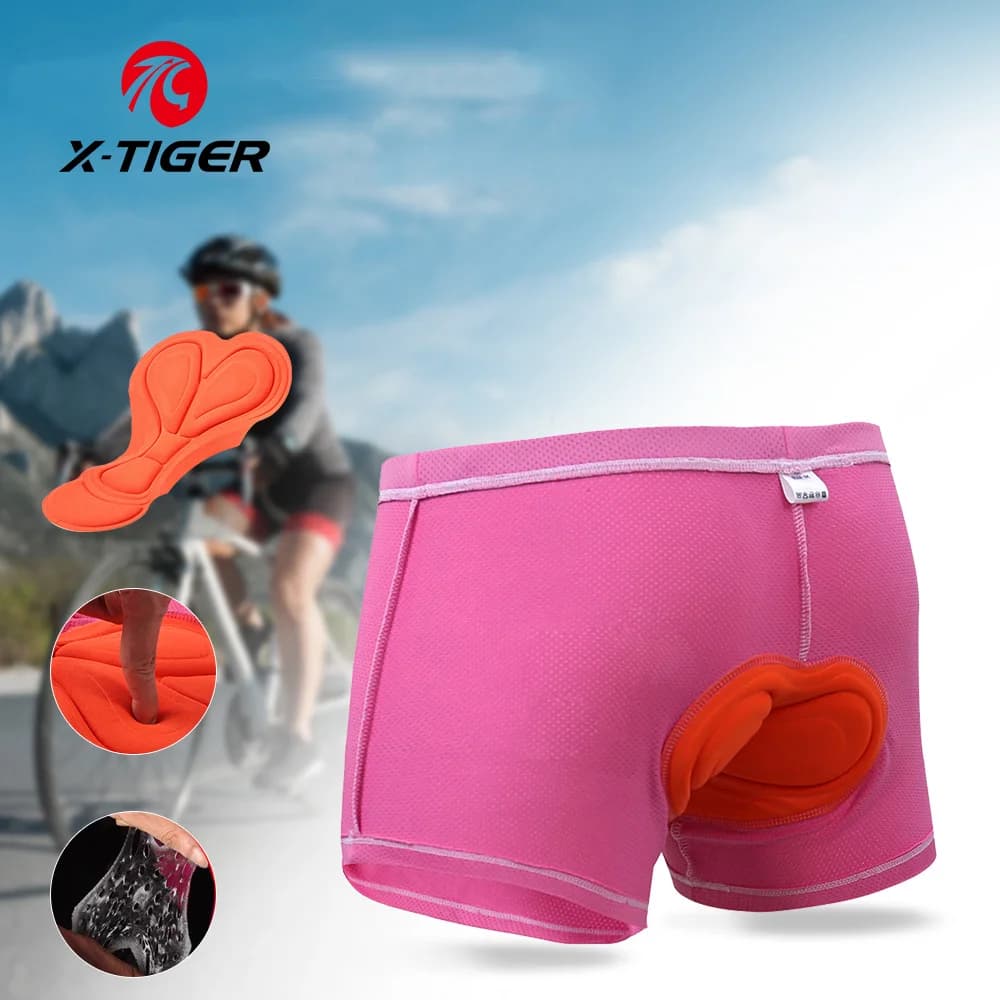 X-TIGER Women's Cycling Underwear Mountain Road Bike Shorts Padded in 3D Shockproof Intimate Sports Cycling Breathable Pink