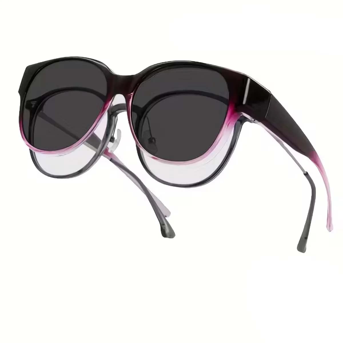 Occhiali da sole polarizzati da indossare sopra gli occhiali da vista — Design alla moda a occhi di gatto con protezione UV400, progettati per essere indossati sopra gli occhiali da vista di tutti i giorni