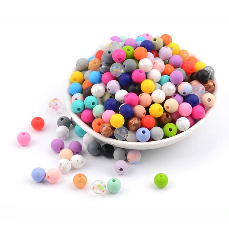LOFCA 50 pz/lotto 9mm perline di Silicone perline di massaggiagengive sciolte BPA Free Food Grade Baby massaggiagengive masticare creazione di collane di gioielli fai da te