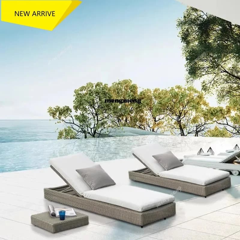 Sedia Pieghevole Regolabile in Rattan M138 con Schienale Alto e Supporto Lombare, Lettino da Spiaggia, Sedia da Giardino Pieghevole, Chaise Pliante per Esterni