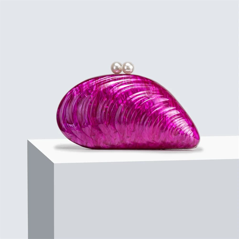 New evening bag with five color shell, acrylic ball clutch, women's shoulder bag, luxury wedding party summer bag