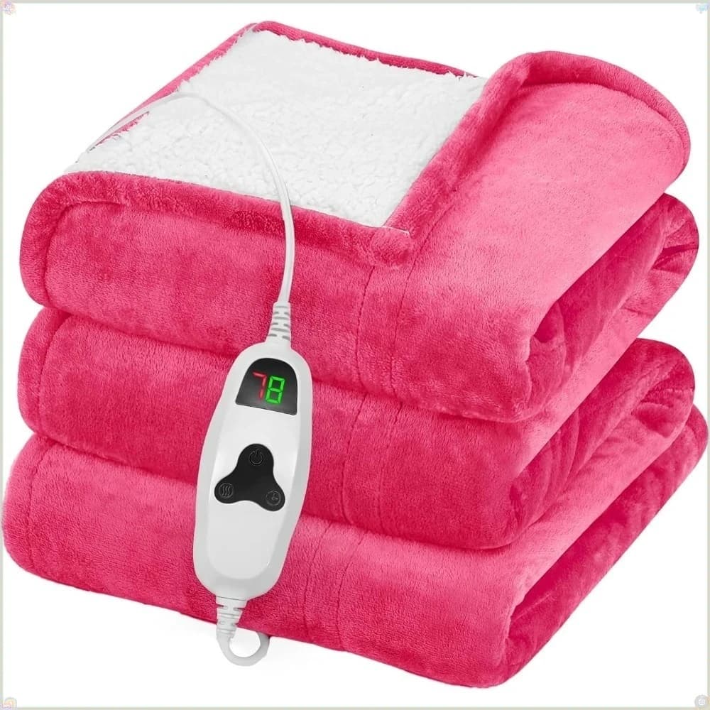 Coperta riscaldata elettrica da 50"X60", coperta riscaldata con 10 livelli di calore 8 ore di spegnimento automatico, morbida coperta natalizia in pile, rosa