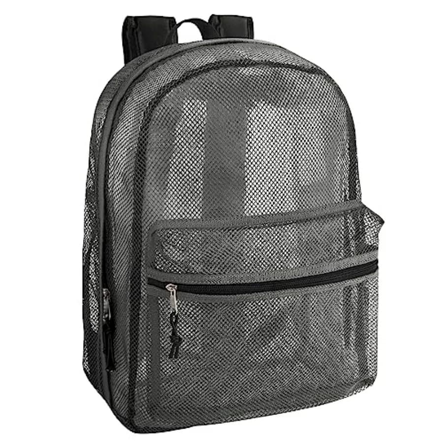 Transparent Mesh Backpacks for School,Beach, Travel - Mesh See Through Backpack with Padded Straps Large