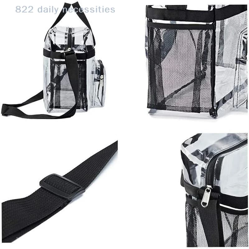 convenientLarge Capacity PVC Transparent Bag Portable Washing Bag Clear Tote Multi Pocket Handbag PVC storage bag