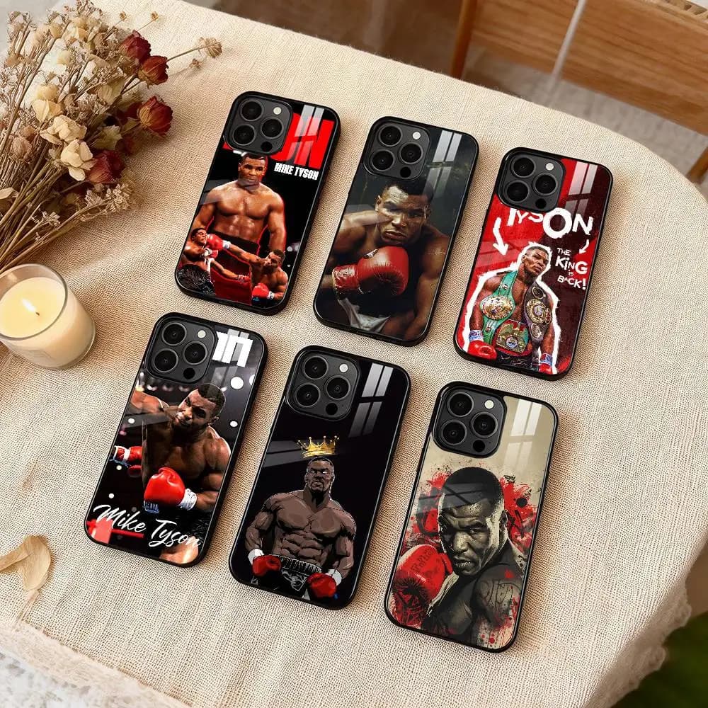 Cover per iPhone con il Re del Pugilato Mike T-Tyson, Compatibile con iPhone 17, 16, 15, 14, 13, 12, Plus, Pro, Max, per Ricarica Wireless Magnetica Magsafe